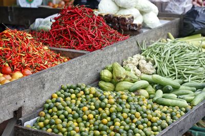 Vegetables for sale at market stall