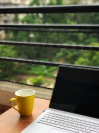 Close-up of coffee served on table