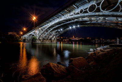 Bridge over river at night