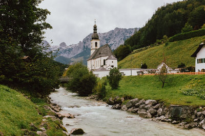Beautiful village with church in the background 
