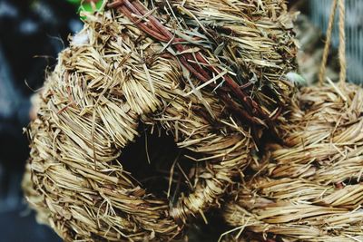 Close-up high angle view of fishing net