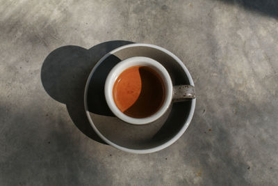 High angle view of coffee on table