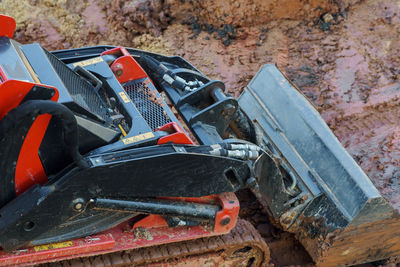 High angle view of old rusty car