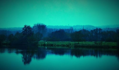 Scenic view of lake against clear sky