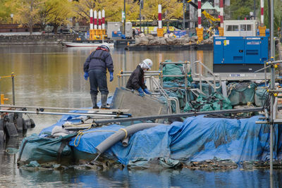 Man fishing in river