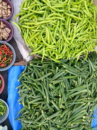 High angle view of vegetables for sale at market