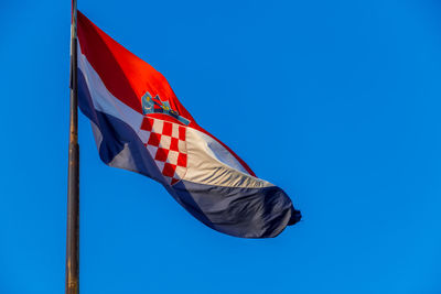 Croatian flag waving in the wind.