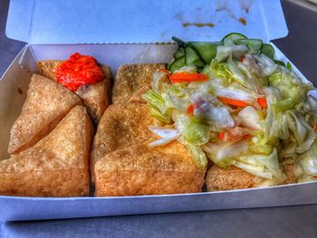 Close-up of food served on plate