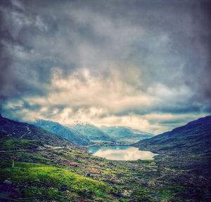 Scenic view of mountains against sky