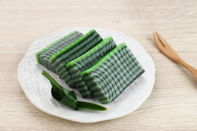 Kue lapis pandan or kue pepe or sticky layer cake, indonesian traditional snack made from rice flour