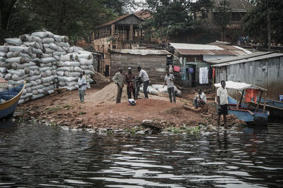 People working in water