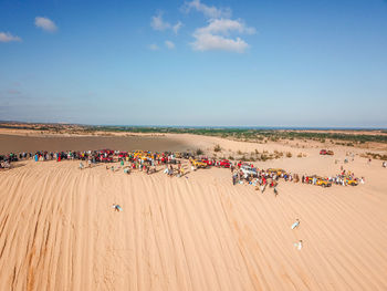 High angle view of people on beach