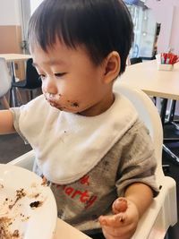 Portrait of cute boy with ice cream