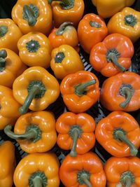 Full frame shot of bell peppers for sale at market stall