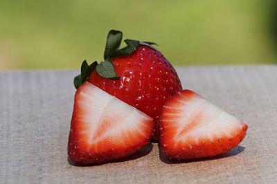 Close-up of strawberry on table