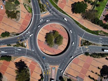 High angle view of a circle traffic at cape town, south africa.