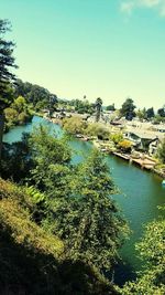 Scenic view of river against clear sky