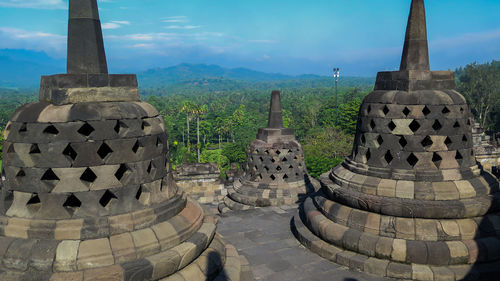 Panoramic view of temple against building