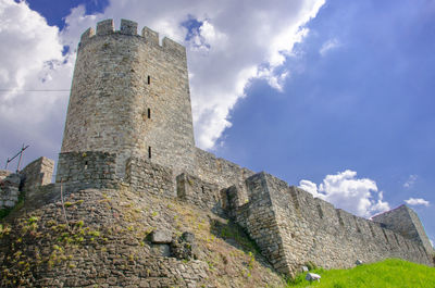 Low angle view of fort against sky