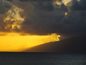 Scenic view of dramatic sky over sea