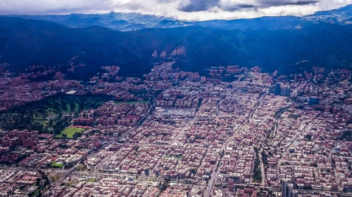 High angle view of cityscape against sky