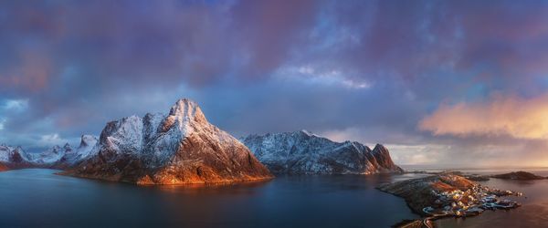 Panoramic view of sea against sky during winter