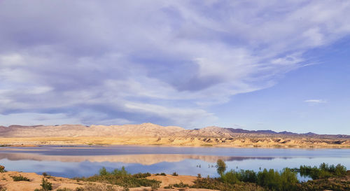 Scenic view of lake against sky