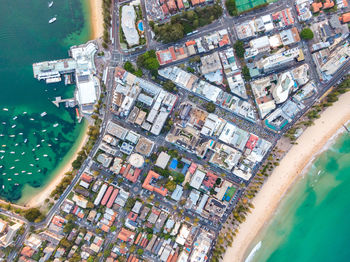 High angle view of swimming pool in city