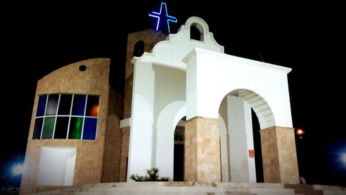 Exterior of temple at night