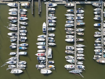 High angle view of boats
