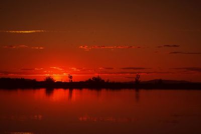 Scenic view of lake at sunset