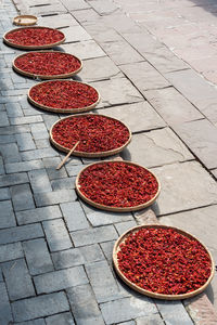 High angle view of food on table