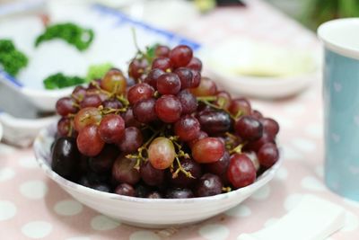 Close-up of grapes in bowl