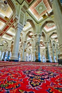 Low angle view of multi colored ceiling in temple