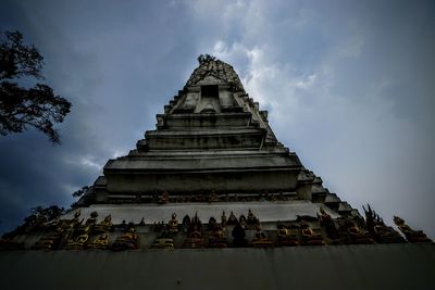 Low angle view of temple building against sky