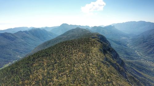 Scenic view of mountains against sky