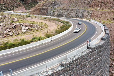 High angle view of car on road
