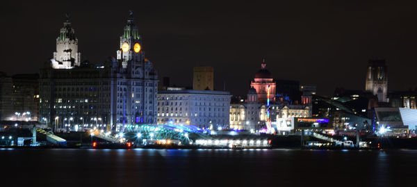 Illuminated city at night