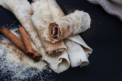 South african sweet cinnamon and sugar pancakes or pannekoek