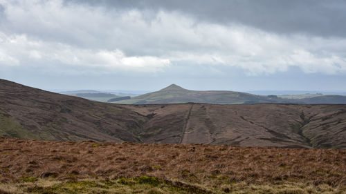 Scenic view of landscape and mountains against sky