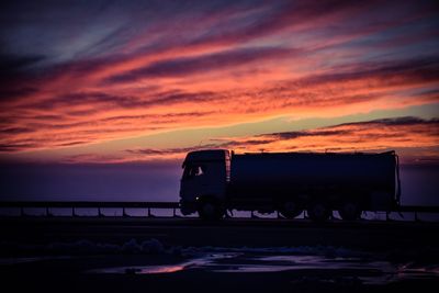 Train against sky during sunset