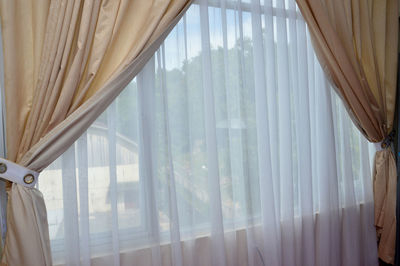 Close-up of curtain at home