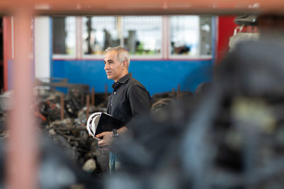 People working in bus