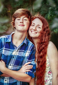 Portrait of young couple smiling