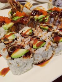 Close-up of food served in plate