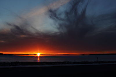 Scenic view of sea at sunset
