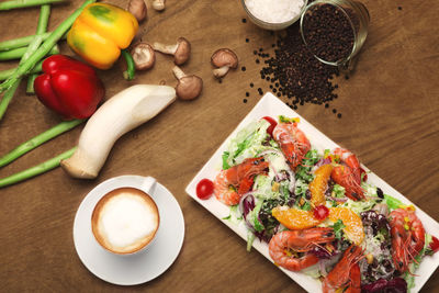 High angle view of food on table