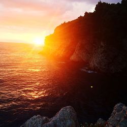 Scenic view of sea during sunset