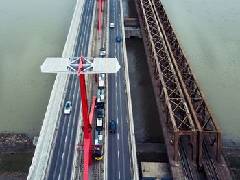 High angle view of bridge over river