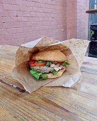 Close-up of cake on table